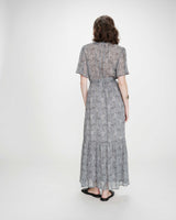 Robe longue évasée imprimé cachemire bohème ciel Venelle