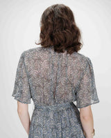 Robe longue évasée imprimé cachemire bohème ciel Venelle