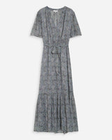 Robe longue évasée imprimé cachemire bohème ciel Venelle