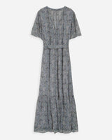 Robe longue évasée imprimé cachemire bohème ciel Venelle