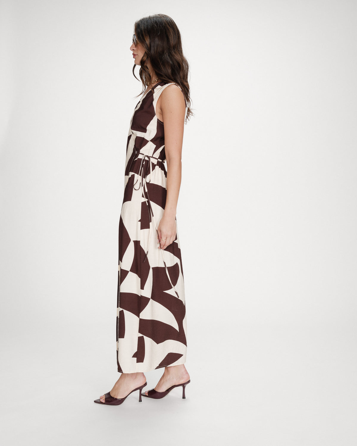 Robe portefeuille imprimé géométrique chocolat Velline