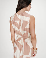 Robe portefeuille imprimé géométrique mocha Velline