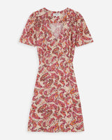 Robe courte manches bouffantes imprimée peche Victoire