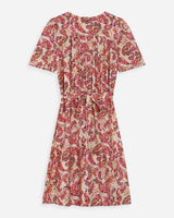 Robe courte manches bouffantes imprimée peche Victoire