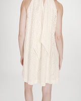 Robe courte sans manches en dentelle ecru Vasarely