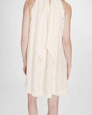 Robe courte sans manches en dentelle ecru Vasarely