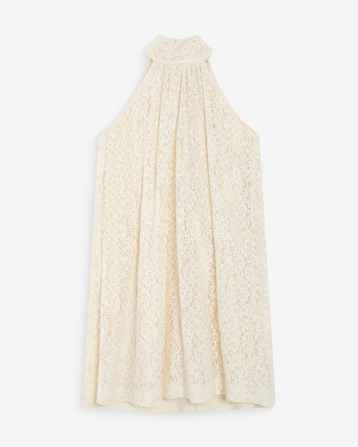 Robe courte sans manches en dentelle ecru Vasarely