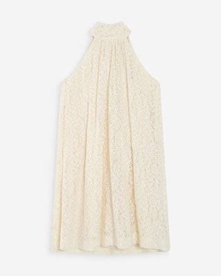 Robe courte sans manches en dentelle ecru Vasarely