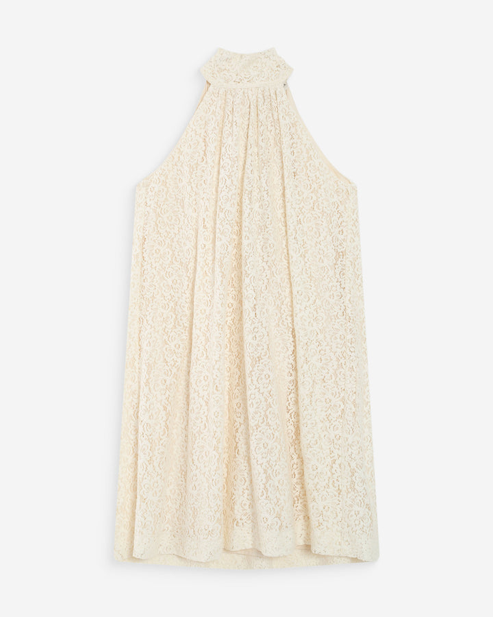 Robe courte sans manches en dentelle ecru Vasarely