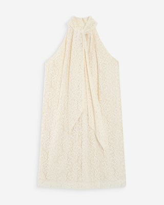 Robe courte sans manches en dentelle ecru Vasarely