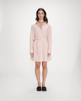 Robe chemise courte à rayures ceinturée corail Visery