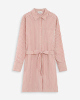 Robe chemise courte à rayures ceinturée corail Visery