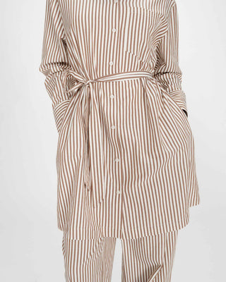 Robe chemise courte à rayures ceinturée mocha Visery