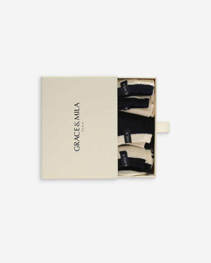 Mid-calf socks with contrast edges rayure Volta