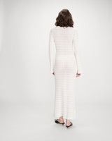 Fitted knit maxi dress with flared sleeves ecru Verdad
