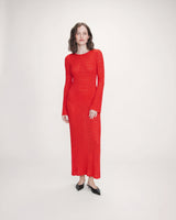 Robe longue en maille ajustée sanguine Verdad