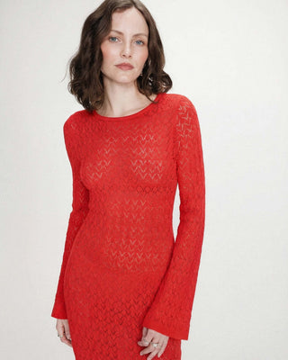 Robe longue en maille ajustée sanguine Verdad