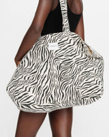 Tote bag large en denim à motif zebre Voyage