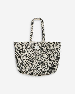 Tote bag large en denim à motif zebre Voyage