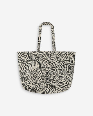 Tote bag large en denim à motif zebre Voyage
