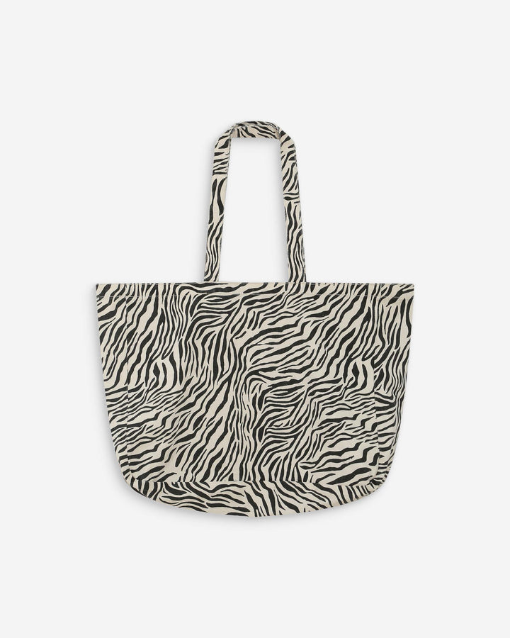 Tote bag large en denim à motif zebre Voyage