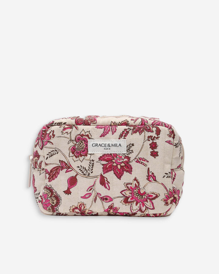 Quilted printed cotton canvas pouch fleur Vanette