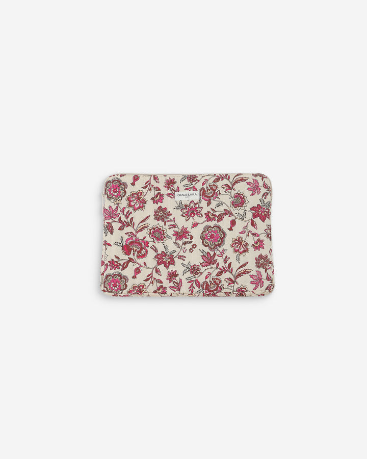 Quilted cotton canvas laptop sleeve fleur Vaiana