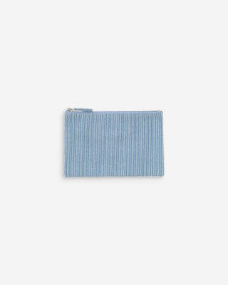 Zipped cotton denim pouch stripedblue Valaurie
