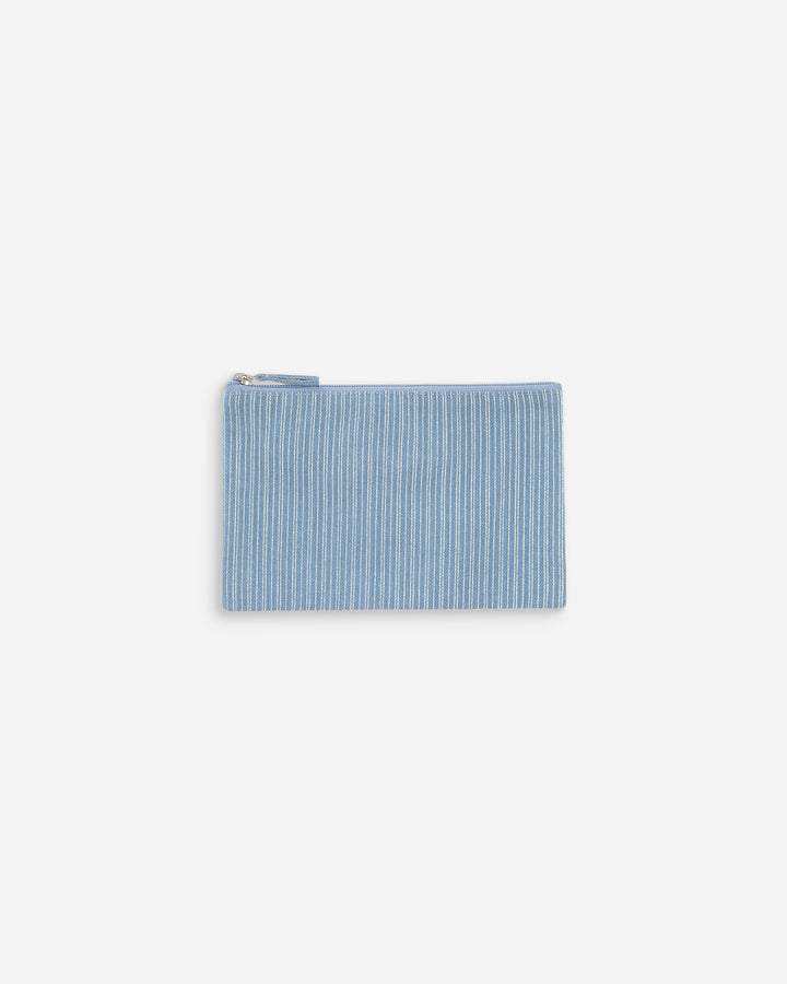 Zipped cotton denim pouch stripedblue Valaurie