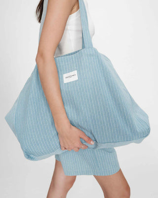 Tote bag large en denim à motif stripedblue Vacation