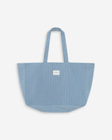 Large cotton denim tote bag stripedblue Vacation