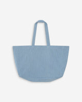 Large cotton denim tote bag stripedblue Vacation