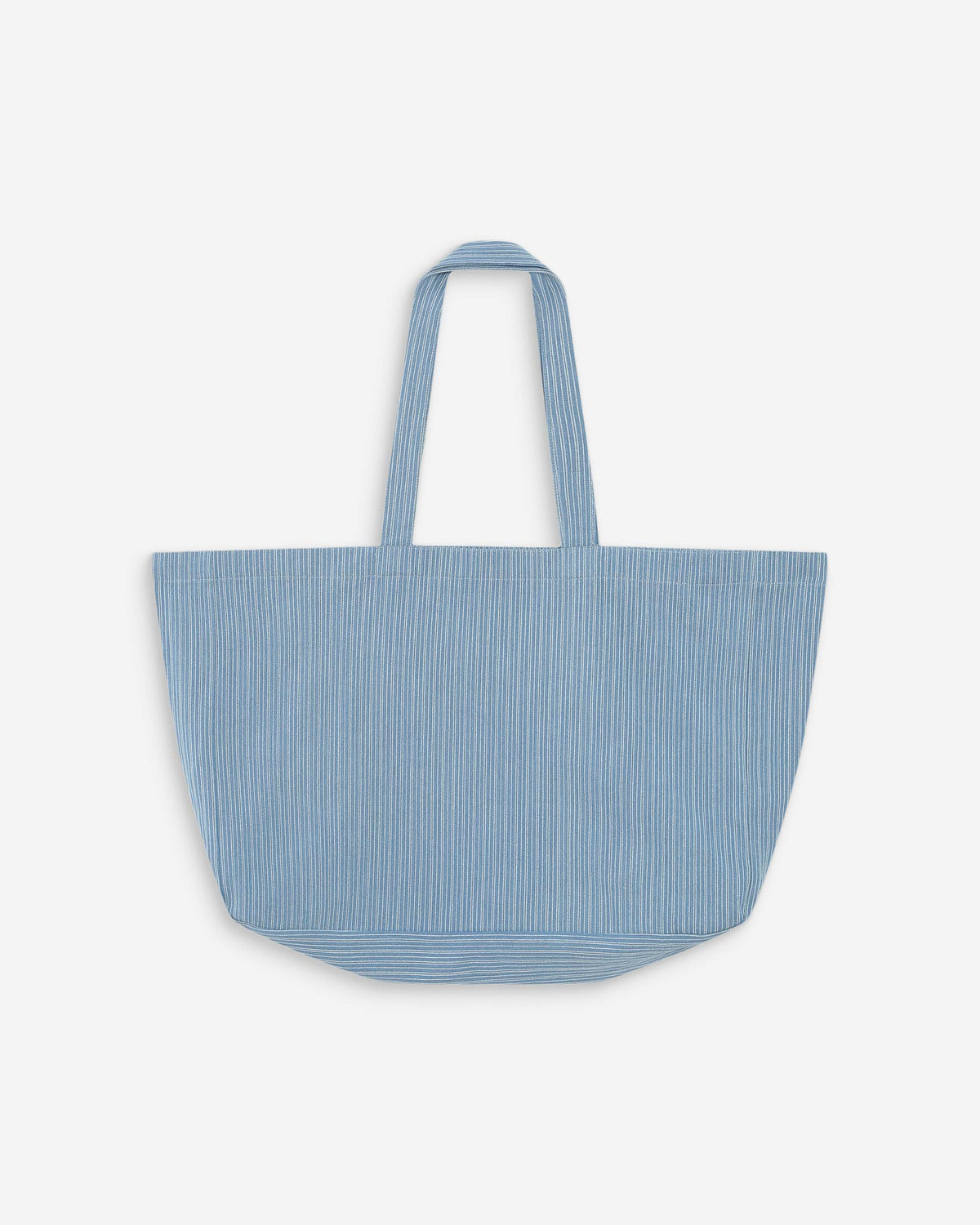Large cotton denim tote bag stripedblue Vacation
