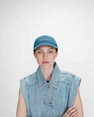 Casquette en coton réglable brodée devant mediumblue Slimane