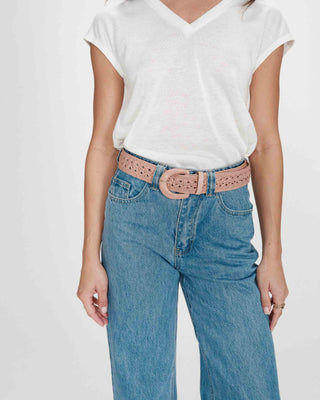 Ceinture tissée effet raphia boucle assortie blush Vallois