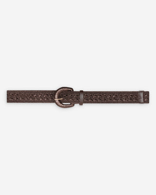 Ceinture tissée effet raphia boucle assortie chocolat Vallois