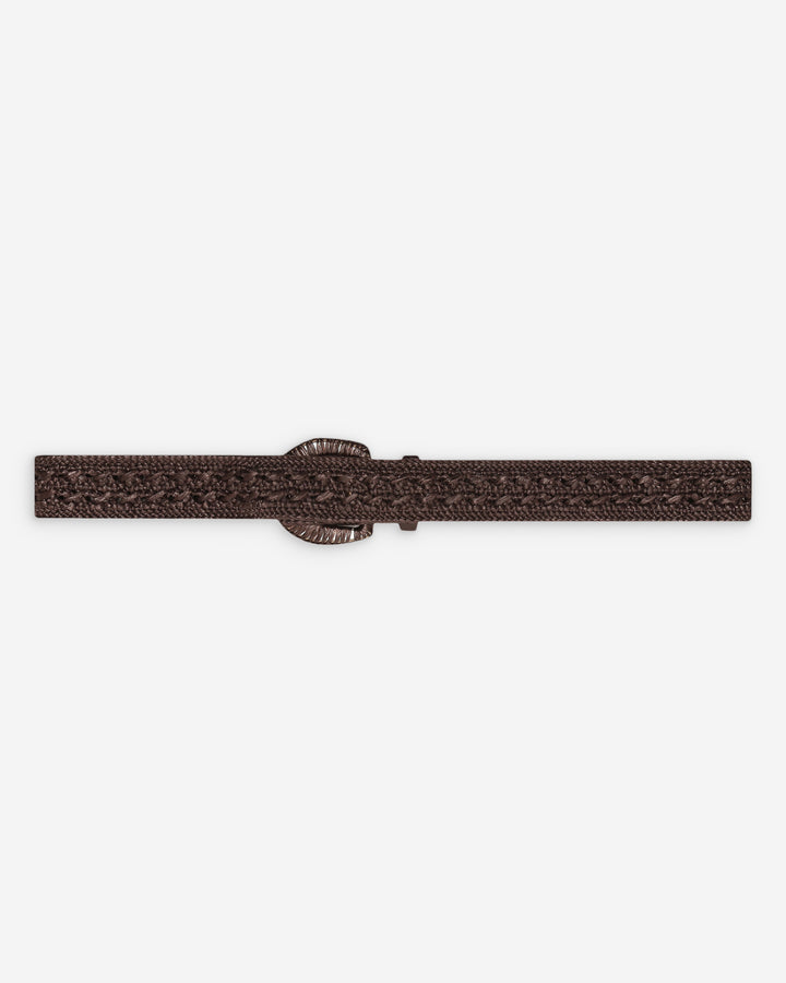 Ceinture tissée effet raphia boucle assortie chocolat Vallois