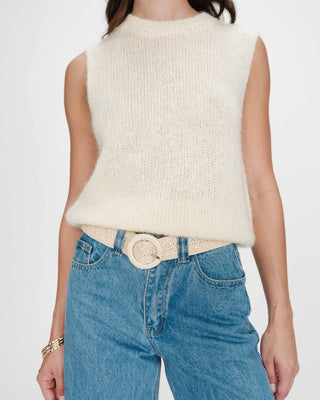 Ceinture tissée effet raphia boucle assortie ecru Vallois