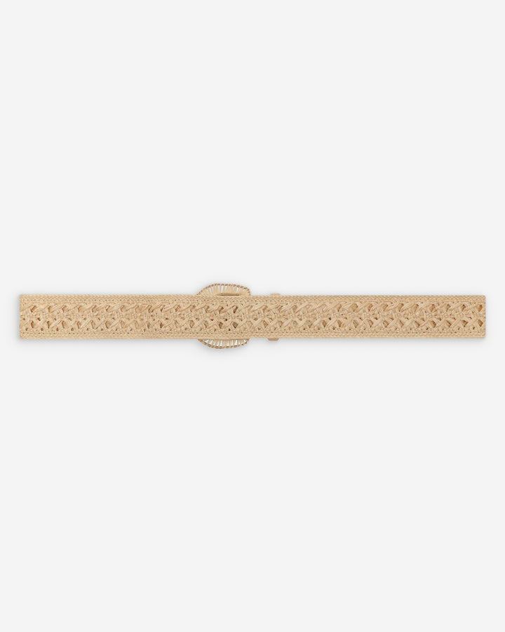 Ceinture tissée effet raphia boucle assortie ecru Vallois