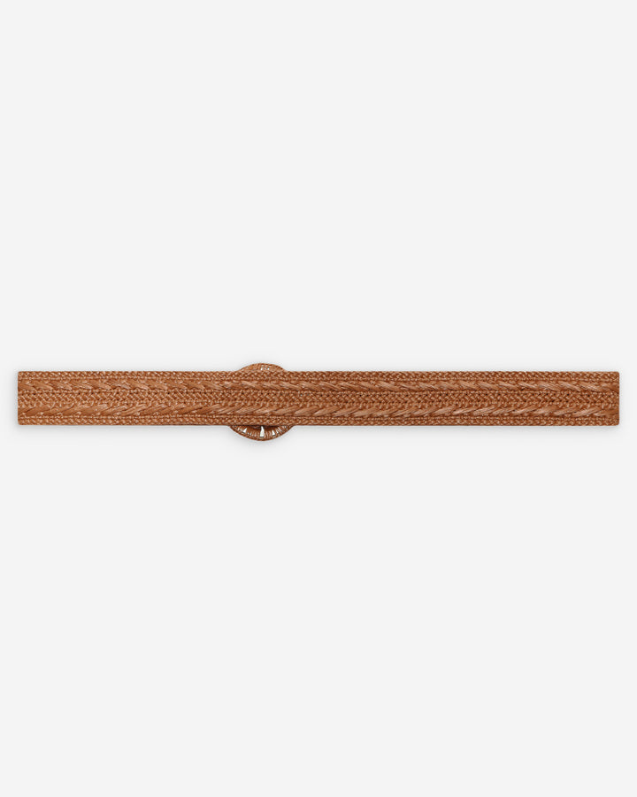 Woven raffia-effect belt with matching buckle camel Varelle