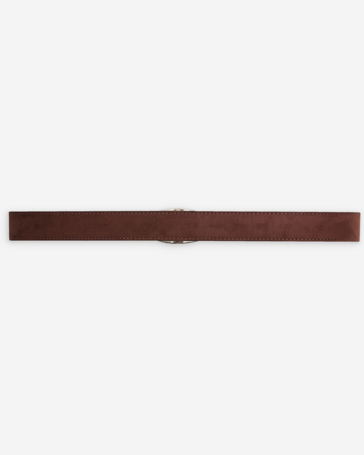 Ceinture en suède à boucle métal argenté chocolat Vikander