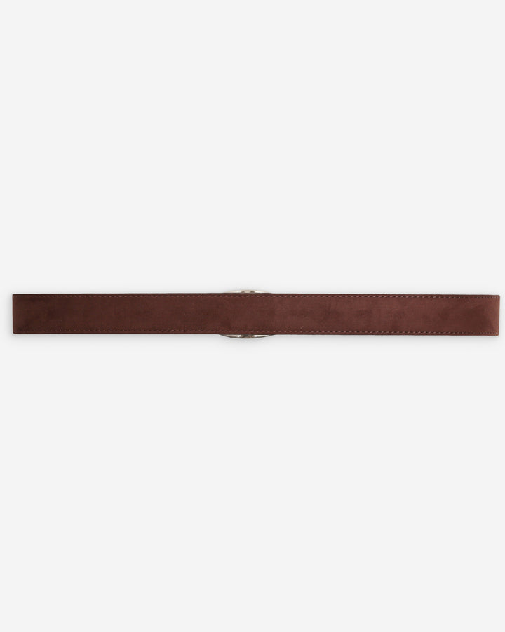 Ceinture en suède à boucle métal argenté chocolat Vikander