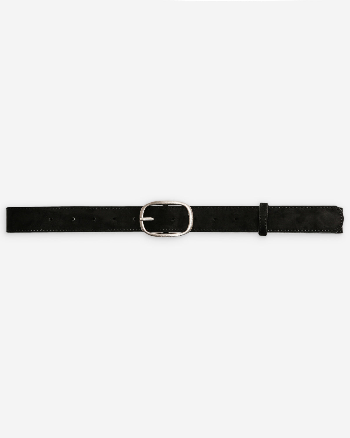 Ceinture en suède à boucle métal argenté noir Vikander