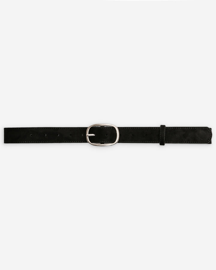 Ceinture en suède à boucle métal argenté noir Vikander