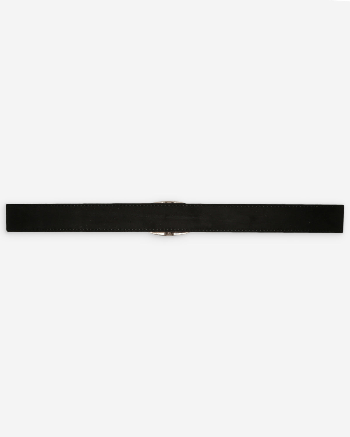 Ceinture en suède à boucle métal argenté noir Vikander