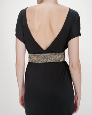 Woven belt with square gold buckle chocolat Popcorn