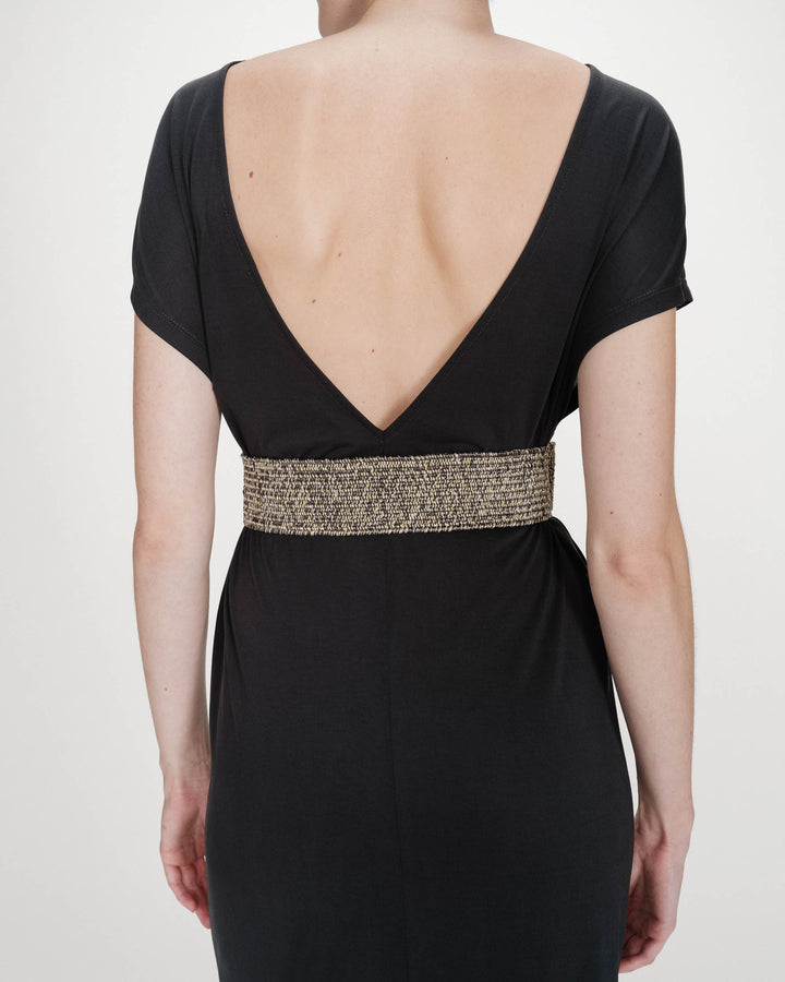 Ceinture tissée boucle carrée dorée chocolat Popcorn