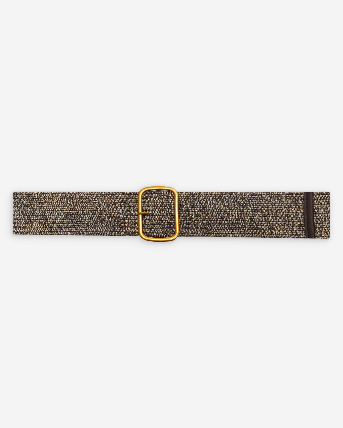 Ceinture tissée boucle carrée dorée chocolat Popcorn