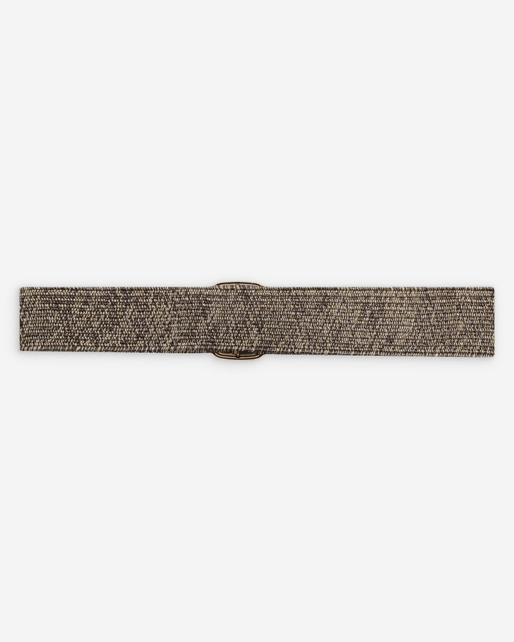Ceinture tissée boucle carrée dorée chocolat Popcorn