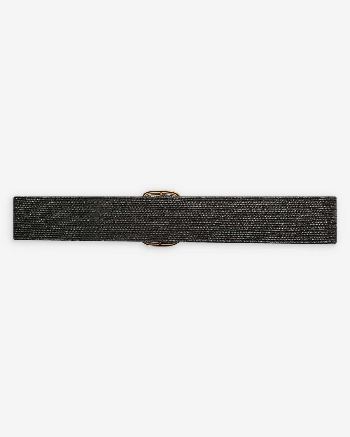 Ceinture tissée boucle carrée dorée noir Popcorn